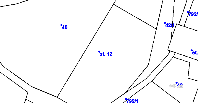 Parcela st. 12 v KÚ Choratice, Katastrální mapa