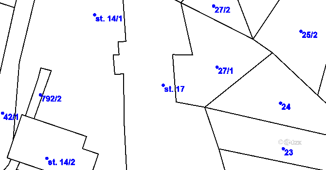 Parcela st. 17 v KÚ Choratice, Katastrální mapa