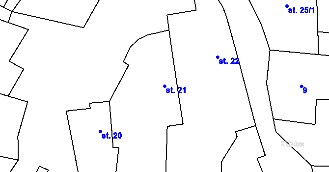 Parcela st. 21 v KÚ Choratice, Katastrální mapa
