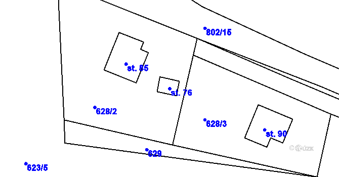 Parcela st. 76 v KÚ Choratice, Katastrální mapa