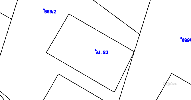 Parcela st. 83 v KÚ Choratice, Katastrální mapa
