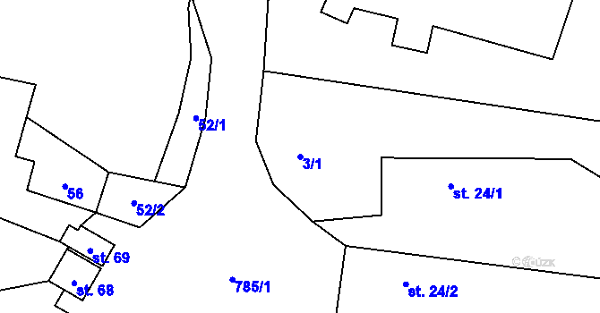 Parcela st. 3/1 v KÚ Choratice, Katastrální mapa