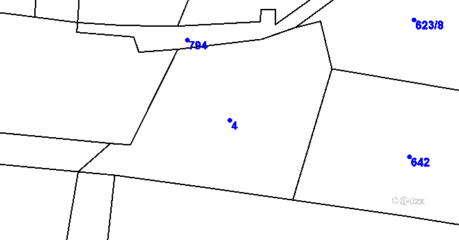 Parcela st. 4 v KÚ Choratice, Katastrální mapa