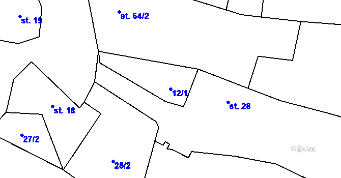 Parcela st. 12/1 v KÚ Choratice, Katastrální mapa