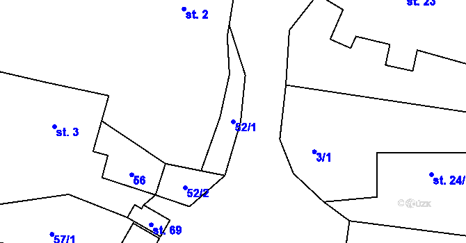 Parcela st. 52/1 v KÚ Choratice, Katastrální mapa