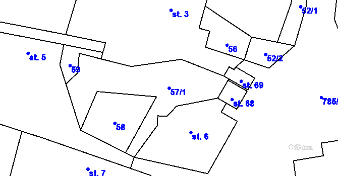 Parcela st. 57/1 v KÚ Choratice, Katastrální mapa