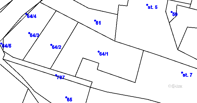 Parcela st. 64/1 v KÚ Choratice, Katastrální mapa