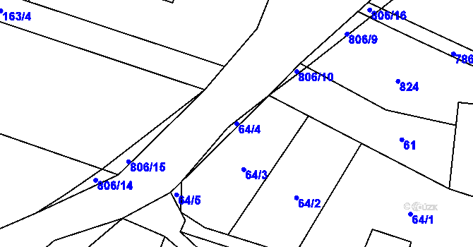 Parcela st. 64/4 v KÚ Choratice, Katastrální mapa