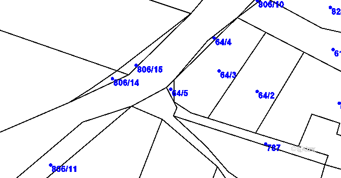 Parcela st. 64/5 v KÚ Choratice, Katastrální mapa
