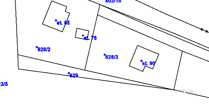 Parcela st. 628/3 v KÚ Choratice, Katastrální mapa