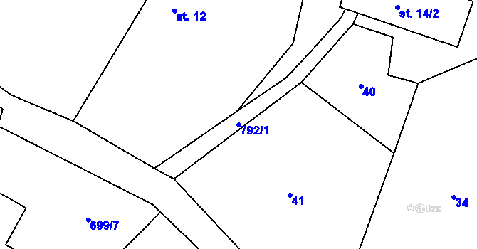 Parcela st. 792/1 v KÚ Choratice, Katastrální mapa