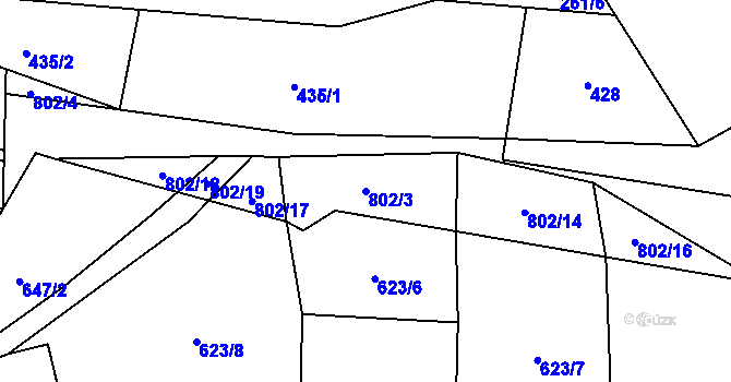 Parcela st. 802/3 v KÚ Choratice, Katastrální mapa