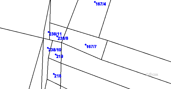 Parcela st. 167/7 v KÚ Choratice, Katastrální mapa