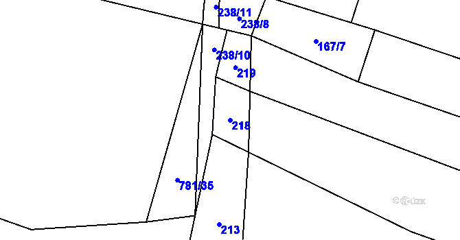 Parcela st. 218 v KÚ Choratice, Katastrální mapa