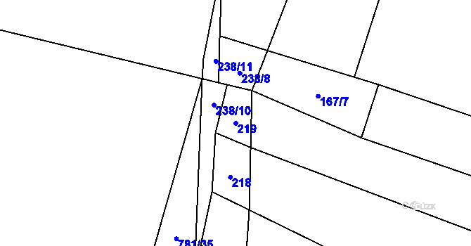 Parcela st. 219 v KÚ Choratice, Katastrální mapa