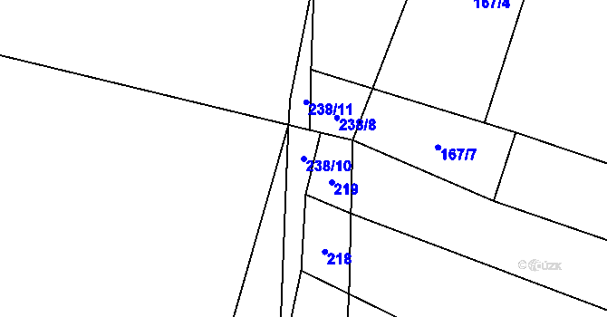 Parcela st. 238/10 v KÚ Choratice, Katastrální mapa