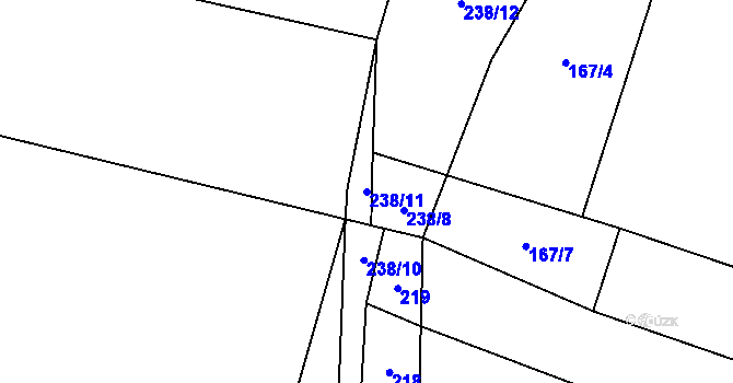 Parcela st. 238/11 v KÚ Choratice, Katastrální mapa