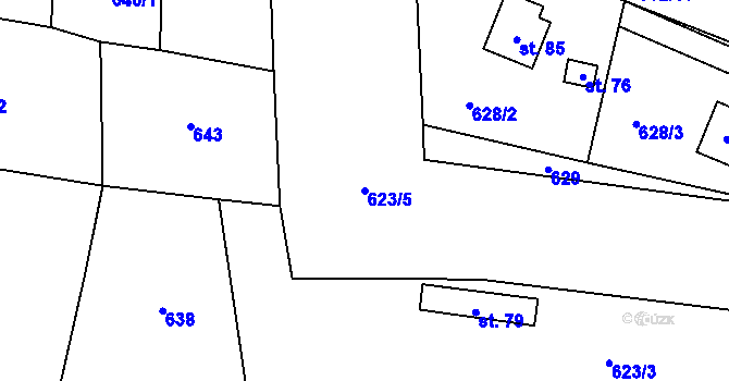 Parcela st. 623/5 v KÚ Choratice, Katastrální mapa
