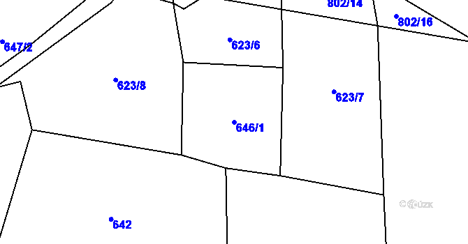 Parcela st. 646/1 v KÚ Choratice, Katastrální mapa