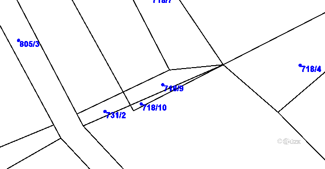 Parcela st. 718/9 v KÚ Choratice, Katastrální mapa