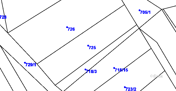 Parcela st. 725 v KÚ Choratice, Katastrální mapa