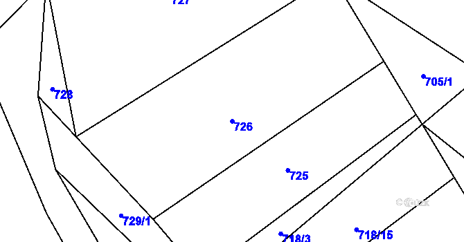 Parcela st. 726 v KÚ Choratice, Katastrální mapa