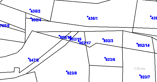 Parcela st. 802/17 v KÚ Choratice, Katastrální mapa