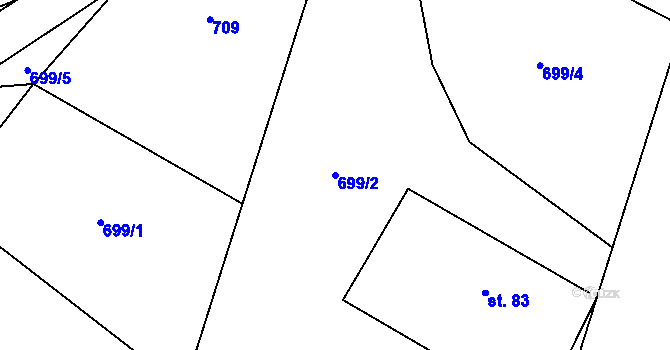 Parcela st. 699/2 v KÚ Choratice, Katastrální mapa