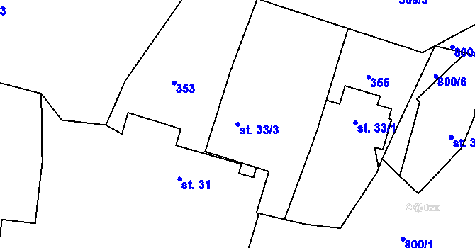 Parcela st. 33/3 v KÚ Xaverov, Katastrální mapa