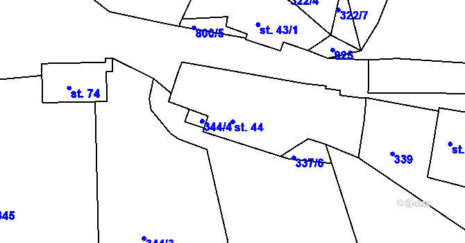 Parcela st. 44 v KÚ Xaverov, Katastrální mapa
