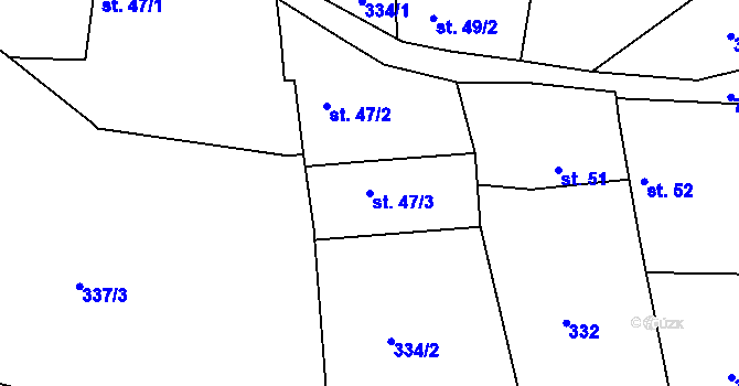 Parcela st. 47/3 v KÚ Xaverov, Katastrální mapa