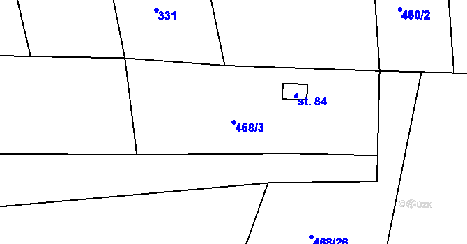 Parcela st. 468/3 v KÚ Xaverov, Katastrální mapa