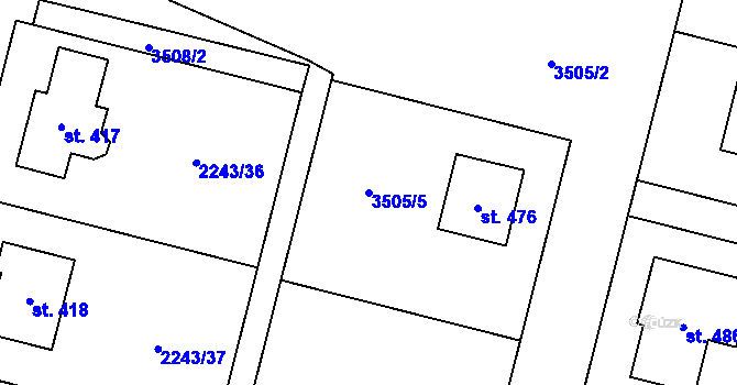 Parcela st. 3505/5 v KÚ Chornice, Katastrální mapa