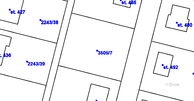 Parcela st. 3505/7 v KÚ Chornice, Katastrální mapa