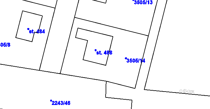Parcela st. 3505/14 v KÚ Chornice, Katastrální mapa