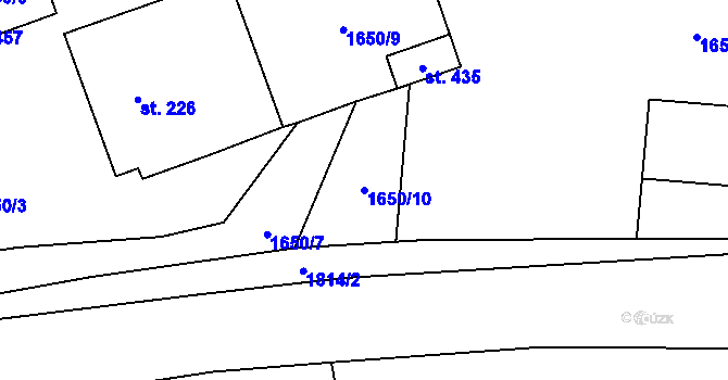 Parcela st. 1650/10 v KÚ Chornice, Katastrální mapa