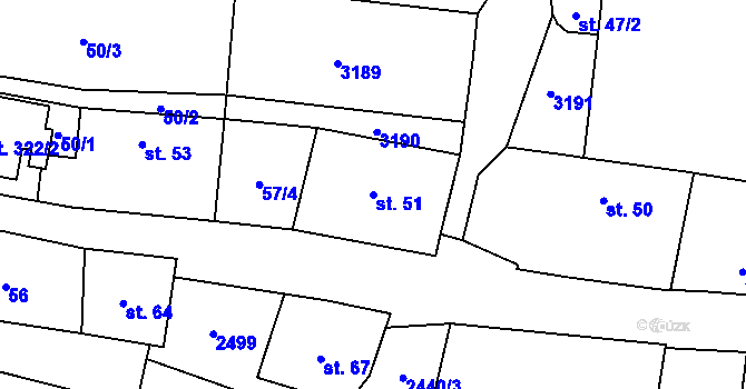 Parcela st. 51 v KÚ Chornice, Katastrální mapa