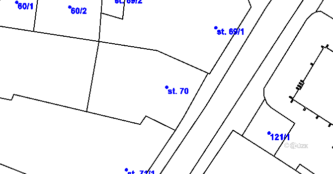 Parcela st. 70 v KÚ Chornice, Katastrální mapa