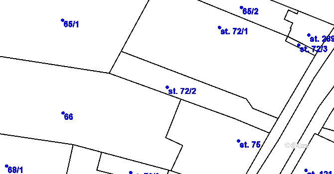 Parcela st. 72/2 v KÚ Chornice, Katastrální mapa