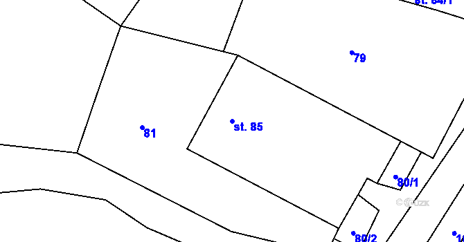Parcela st. 85 v KÚ Chornice, Katastrální mapa