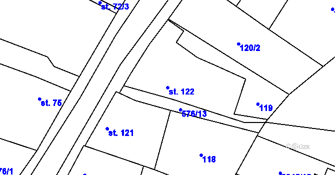 Parcela st. 122 v KÚ Chornice, Katastrální mapa