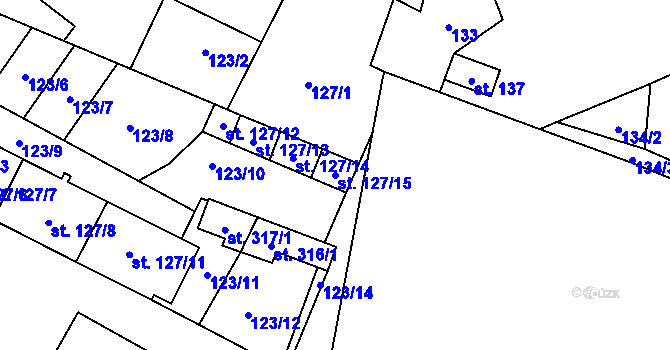Parcela st. 127/15 v KÚ Chornice, Katastrální mapa