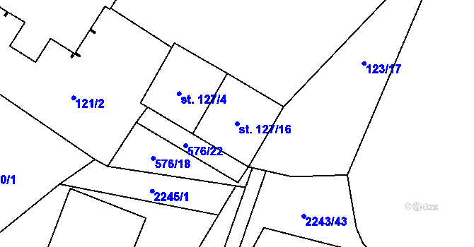 Parcela st. 127/16 v KÚ Chornice, Katastrální mapa