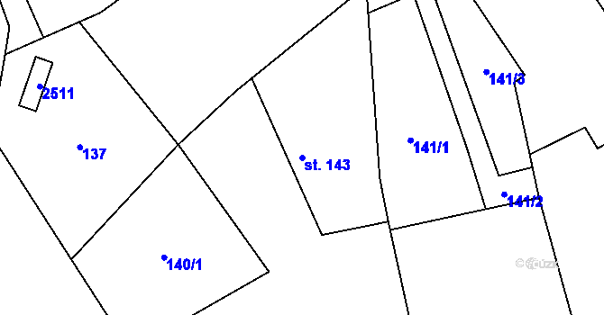 Parcela st. 143 v KÚ Chornice, Katastrální mapa