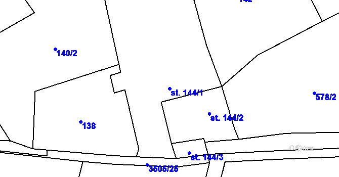 Parcela st. 144/1 v KÚ Chornice, Katastrální mapa