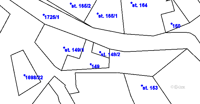 Parcela st. 149/2 v KÚ Chornice, Katastrální mapa