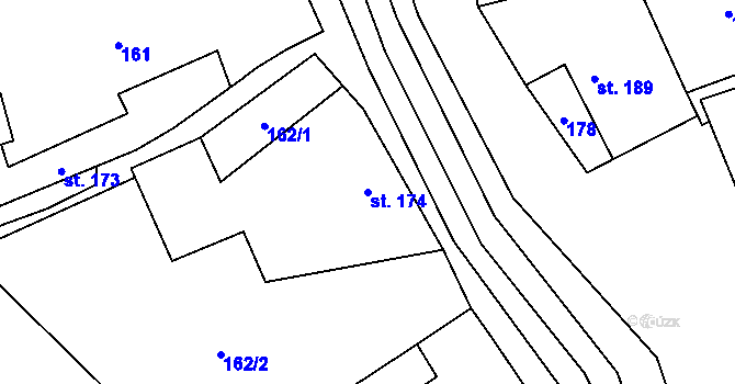 Parcela st. 174 v KÚ Chornice, Katastrální mapa