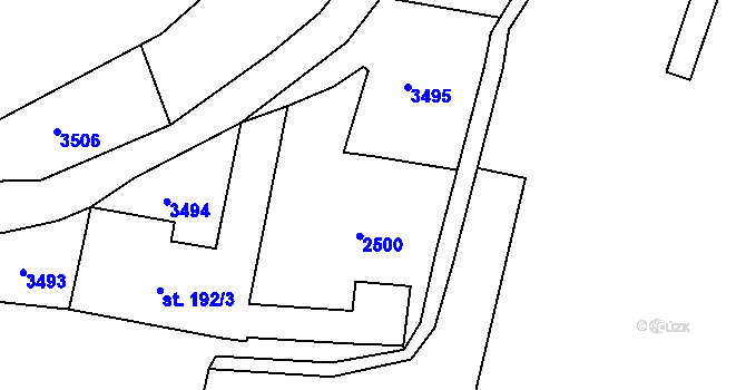 Parcela st. 192/2 v KÚ Chornice, Katastrální mapa