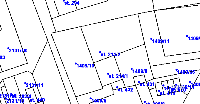 Parcela st. 214/2 v KÚ Chornice, Katastrální mapa