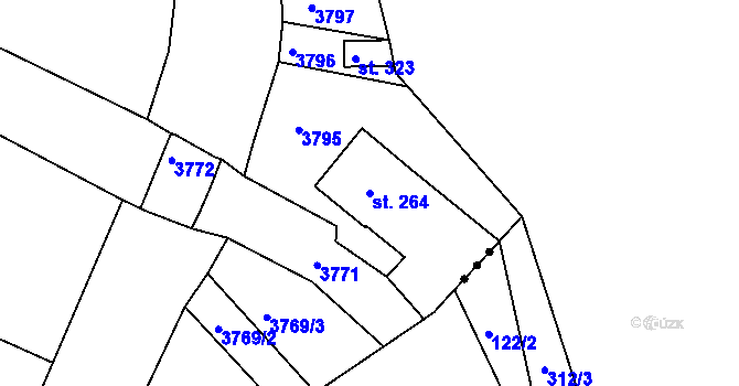 Parcela st. 264 v KÚ Chornice, Katastrální mapa